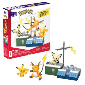 MEGA Pokmon Action Figure Building Toys for Kids, Pikachu Evolution Set with 159 Pieces, 3 Poseable Characters, 8 Year Old Gift Idea