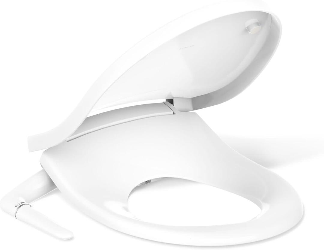 Kohler PureWash M250 Manual Round Bidet Toilet Seat, White, Quiet-Close Lid Prevents Slamming, Easy Installation with Quick-Release Hinges, Adjustable Spray Position & Pressure