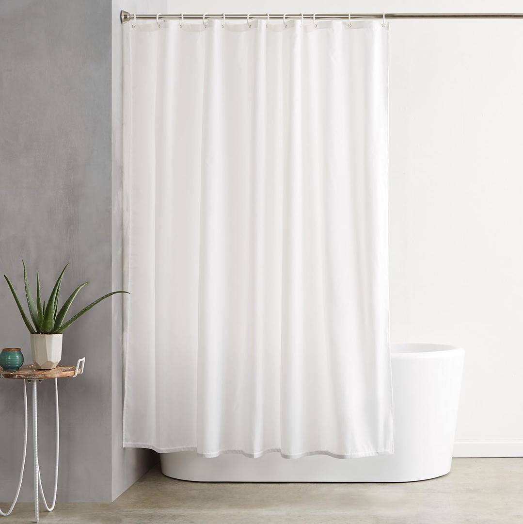 Bathroom Shower Curtain, Water Repellent Fabric with Weighted Hem, Grommets & Hooks, Machine Washable 6x5ft