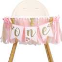 Twinkle Twinkle Little Star High Chair Banner - Twinkle Little Star First Birthday Decorations, Gold Glitter Gender Reveal Garland, Pink And Gold Party Decorations, Bow Theme Party Supplies