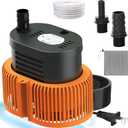 Pool Cover Pump above Ground - Submersible Water Sump Pump Swimming Water Removal Pumps, with Drainage Hose & 25 Feet Extra Long Power Cord, 850 GPH inGround, 3 Adapters (Orange)