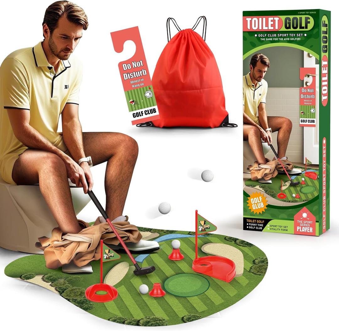 Toilet Golf Game - Funny Gifts for Men, Golf Gifts for Men, Funny White Elephant Gifts for Adults, Bathroom Golf Gag Gifts for Adults, for Dad Him Husband Birthday Gifts