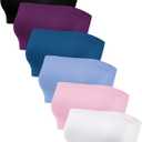 Geyoga 6 Pieces Strapless Bandeau Bras, Seamless Bralettes Stretchy Non Padded Tube Tops for Women (Medium, White, Pink, Light Blue, Purplish Red, Black, Peacock Blue)