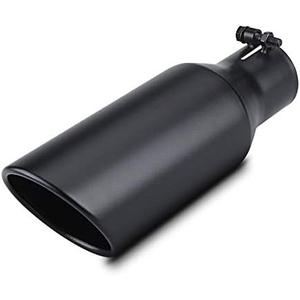 LCGP 2.5 Inch Inlet Exhaust Tip 2.5" x 4" x 12" Black Exhaust Tailpipe With Blot-On Design, Universal for Car