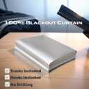100% Blackout Curtains Window Blinds with Curtain Track Self-Adhesive, Full Shade Blind for Windows, Double Silver Coating Blackout Oxford Fabric 