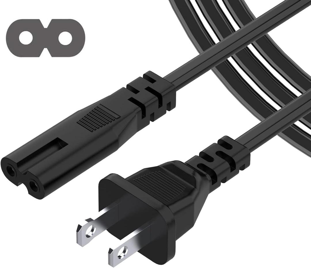 AC 2 Prong Cord 6ft Compatible with Sony Asus Acer Toshiba Laptop Charger Samsung LG TCL LED LCD TV Monitor Mini Fridge PS3 PS4 PS5 Slim PlayStation Speaker Input Plug Replacement Power Cable