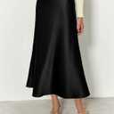 BTFBM 2026 Summer Womens Skirts Silk Elegant High Waist Flowy Long Satin A-Line Midi Skirt Cocktail Wedding Party