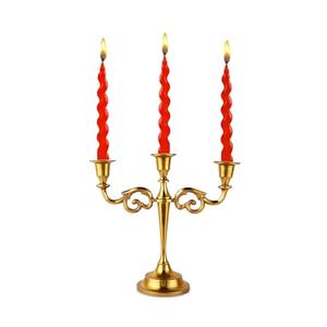 Rely+ 3 Arm Candelabra Taper Candle Holders Decorations Indoor Kitchen Décor Table Candles Candlestick Candelabra Centerpiece (Gold)