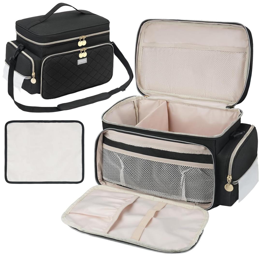 Breast Pump Bag Compatible with Spectra S1 and S2, Breast Pumping Travel Storage Bag with Waterproof Mat for Pumping Essentials and Accessories, Black