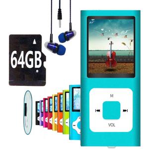 64GB MP3 Player, Hotechs MP3 Music Player with Slim Classic Digital LCD 1.82'' Screen Mini USB Port with FM Radio, Voice Record (Blue)