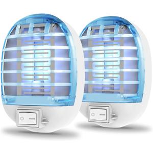 2 Pack Bug Zapper Indoor, Electronic Mosquitoes Killer Zapper with Blue Lights for Living Room, Baby Room, Kitchen, Bedroom(0620)