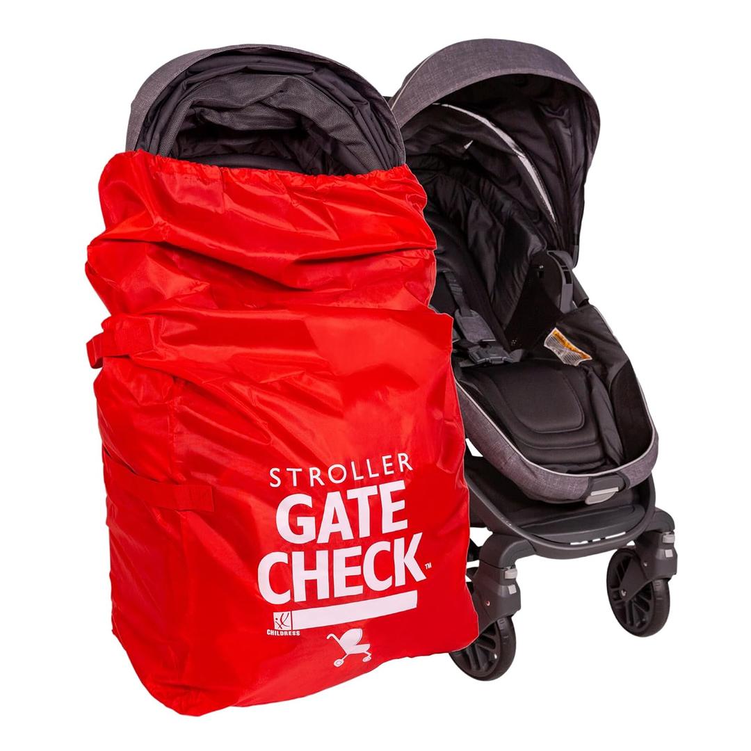 J.L. Childress Gate Check Bag for Single & Some Double Strollers - Travel Bag for Airplane, Fits Most Standard Baby Strollers, Airport Accessories for Gate Check, Flying Essentials - Red (One Size (Pack of 1))