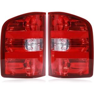 Tail Lights Assembly Compatible with 2007-2013 Chevy Silverado 1500 2500HD 3500HD GMC Sierra 2500 HD 3500 HD, Rear Light Taillights Replacement # GM2801207 GM2800207 (Red Border)