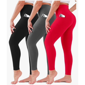 3 Pack Leggings for Women High Waisted No See-Through Tummy Control Soft Yoga Pants Womens Workout Athletic Running Leggings L/XL