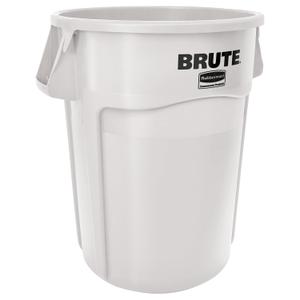 Rubbermaid Commercial Products BRUTE Heavy-Duty Round Garbage Can with Venting Channels, 44 Gallon, White, Waste Container for Landscapers/Construction Sites/Restaurants/Offices/Warehouses/Home