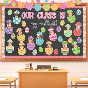 2 x 142Pcs Easter Egg Cutouts with Photo Space, Spring DIY Photo Craft Cutouts for Bulletin Board Classroom Decoration, Make Your Own Easter Egg Craft Kit for School Home Chalkboard Wall Door Decor