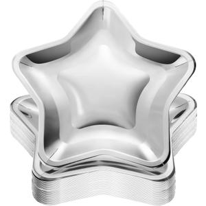 Vesici 60 Pieces Thick Star Shaped Paper Plates Disposable Party Plate Pentagram Dinnerware Decorations for Graduation Independence Day Wedding Birthday Baby Shower, 9.45 Inch(Silver)