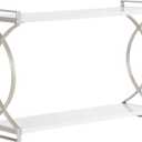 Kate and Laurel Arietta Modern Glam 2-Tier Wood and Metal Shelf, 24 x 7 x 16, White and Silver, Contemporary Decorative Wall Shelves for Over-The-Toilet Storage and Display