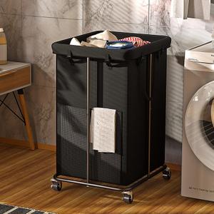 Laundry Basket 150L (39.6 gallons), Oxford Fabric Laundry Hampers, Metal Frame and Removable Bag Design with Wheels, Suitable for Bedroom, Bathroom, Dorm Room, Laundry Room (Pure Black)