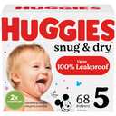 Huggies Size 5 Diapers, Snug & Dry Baby Diapers, Size 5 (27+ lbs), 68 Count