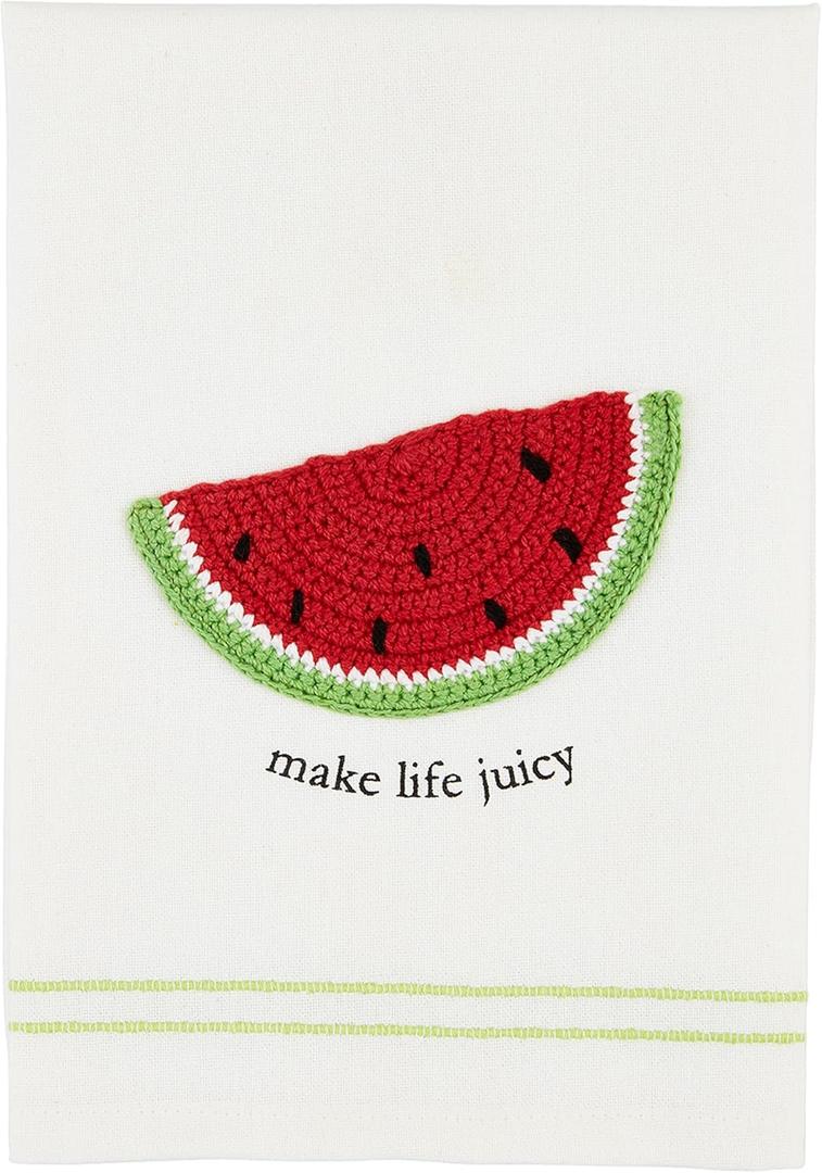 Mud Pie Watermelon Fruit Crochet Towel; 21" x 14"