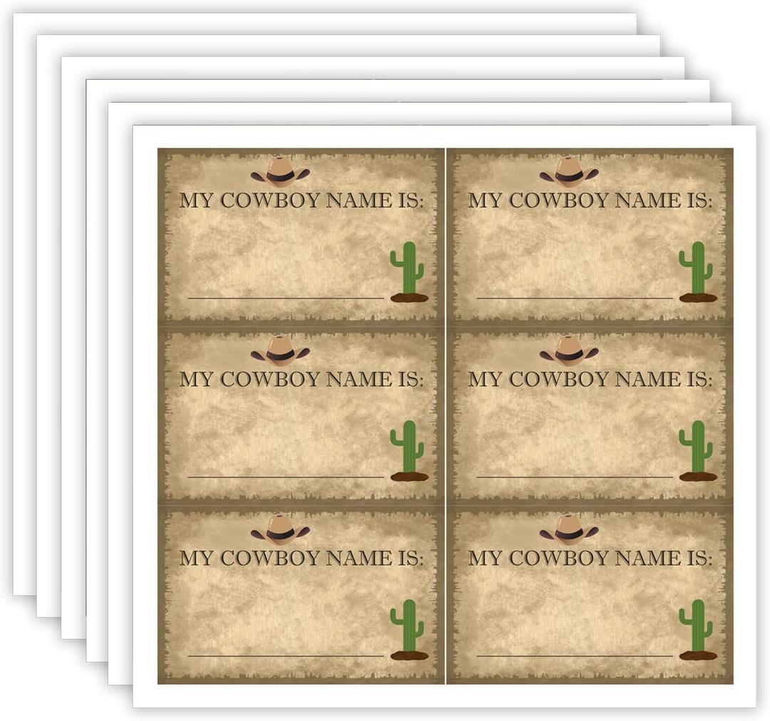 300 Pcs Name Tags Cowboy Theme Stickers 23 Inch My Cowboy Name is Stickers for Birthday Game, Party Decoration, Activity Game for Office or Class