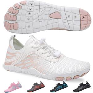 Hike Barefoot Shoes for Women Men, Breathable Non-Slip Athletic Footwear, Wide Toe Water Shoes for Hiking, Non-Slip Neuropathy Shoes for Women Men, Grounded Comfort wear (9-9.5 Women/7-7.5 Men, White)