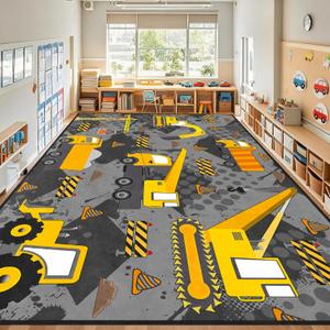 Construction Rugs for Boys Room 6'x9' Play Carpet Car Rugs Play Mat Kids Car Rug Cars Mat Kids Construction Room Decor for Boys Playroom Rug Livingroom Bedroom
