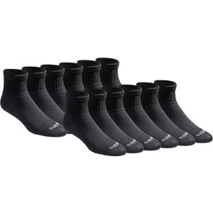 Dickies Men's Dri-Tech Moisture Control Quarter Socks (6, 12, 18 Pairs), Solid Black (12 Pairs), X-Large