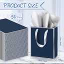 Yeaqee 50 Pack Metallic Paper Gift Bag Bulk with Handle, Navy Blue, Silver