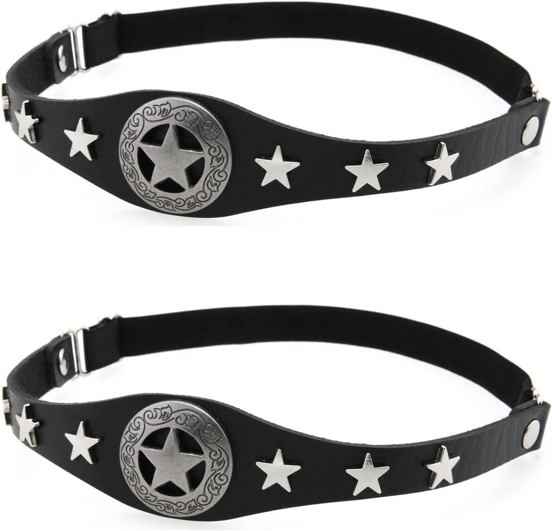5 x 2PCs Punk Faux Leather Retro Stars Leg Garter, Elastic Rock Thigh Garters Belt for Women Parties, Black