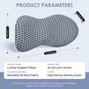 kasney Lumbar Support Pillow, Memory Foam Lumbar Pillow for Lower Back Pain Relief, Back Support Pillow for Office Chair, Car Seat - Gray