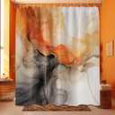 Extra Long Orange Marble Shower Curtain Abstract Modren Crack Colorful Bathroom Decor, Waterproof Cloth Fabric with Hooks (70" Wx96 L)