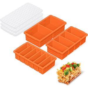 3-Pack Silicone Freezer Trays with Lid,2 Large 2-Cup(500ml)&4 Medium 1-Cup(125ml)&6 Small 1/2-Cup(75ml) Soup Freezer Container Molds,Ice Cube Tray For Meal Prep&Freezing Soup,Stews,Sauces