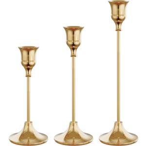 NLBTW French Gold Candlestick Holders Taper Candle Holders, Set of 3 Vintage Candle Sticks Holder Decor Used as Fireplace Mantel or Table Centerpieces for Wedding, Dinning, Party