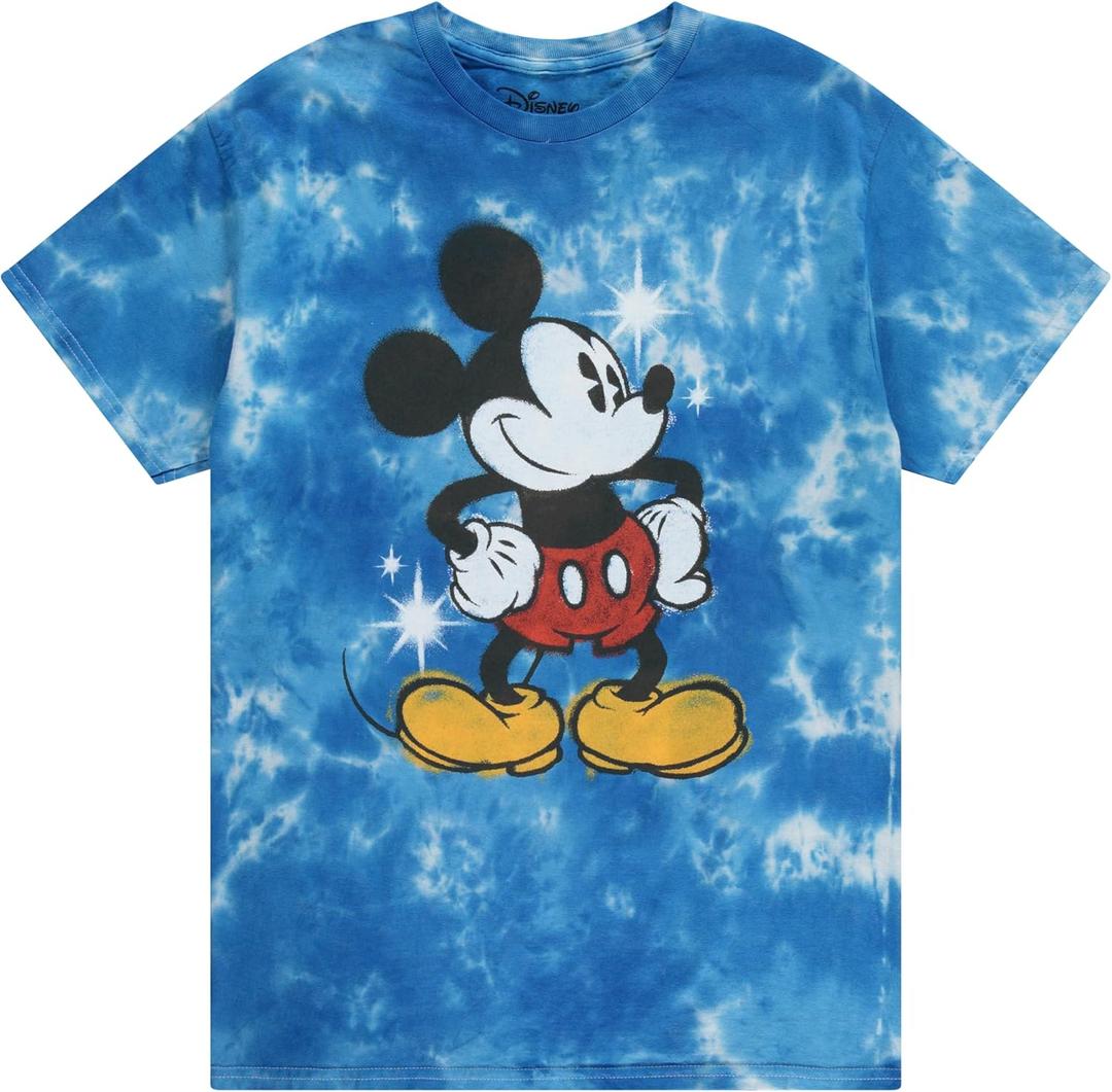 Disney Mens Mickey Mouse Shirt - Classic Mickey Mouse Tie Dye Tee Shirt - Mickey Mouse Tie Dye Wash Graphic T-Shirt, L