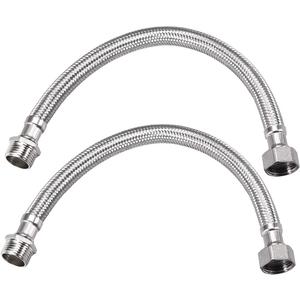uxcell Faucet Supply Line Connector G1/2 Female x G1/2 Male 16 Inch Length 304 Stainless Steel Hose 2Pcs