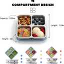 Bakpoco 3 Pack Stainless Steel Snack Containers, 4 Compartment Metal Snack Containers with Lid, Compact Food Storage Box Containers For Lunch & Snacks
