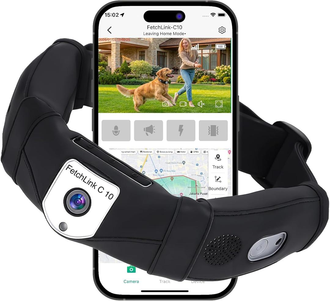 Wireless Dog Fence & GPS Dog Collar with Unlimited Virtual Fences, App-Controlled 2K Camera & Two-Way Audio, Outdoor Safe Containment & Waterproof, for Medium & Large Dogs