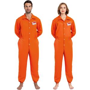 Spooktacular Creations Orange Prisoner Jumpsuit Costume Men, Orange Jumpsuit Women with Name Tag, Halloween Costumes Adult (Orange, S)
