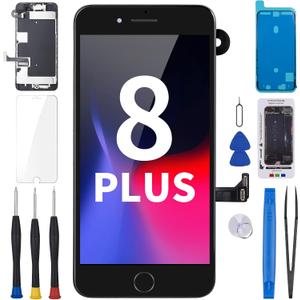 for iPhone 8 Plus Screen Replacement 5.5" Black with Home Button Repair Kit, 3D Touch LCD Display Digitizer Full Assembly with Glass Front Camera Speaker Sensor, Fix Tools A1864 A1897 A1898