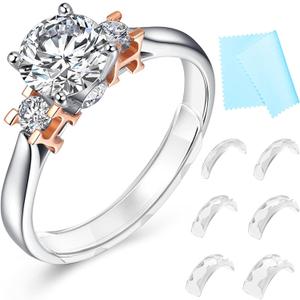 Haiou Ring Size Adjuster for Loose Rings - Clear Invisible Ring Guard, Spacer & Tightener | Sil. Resizer Extender (Clear 6 pack)