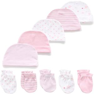 Newborn Baby Cap and Mitten Bundle Baby Hats and Mittens Baby Gloves Sets (0-6 Months)