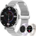 Smart Watches for Women, 1.27" HD Smart Watch for Android Phones & iPhones, Smartwatch Answer/Make Calls, Fitness Tracker with Heart Rate/Sleep/SpO2 Monitor, 110+ Sport Modes, 3 Bands (Silver)