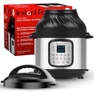 Instant Pot Duo Crisp 11-in-1 Air Fryer and Electric Pressure Cooker Combo with Multicooker Lids that Fries, Steams, Slow Cooks, Dehydrates, Free App With Over 800 Recipes, Black/Stainless Steel, 8QT