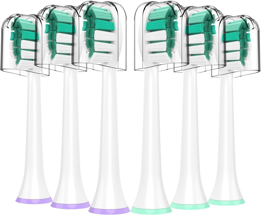 Toothbrush Heads for Philips Sonicare Replacement Heads C2 C1 C3 4100 5100 6100 3100 2100 1100, for Philips Sonic Care Click-on Electric Tooth Brush Handles,6 Pcs