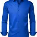 Alimens & Gentle Mens Dress Shirts Long Sleeve Stretch Wrinkle Free Business Casual Button Down Shirt (Blue, M)