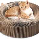 Cat Scratcher Lounge Bed - Collapsible Magic Organ Round Shape Cat Bed 20.5 inches, Scratching Pet Bed Hold Weight up to 25lb for Indoor Small Big Cats