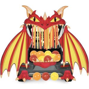 JOYIN Halloween Fire Dragon Trunk Or Treat Car Decorations Kit for SUV Outdoor Indoor Decor, for Haunted House Archway Garage Lawn with Crepe Paper Balloons