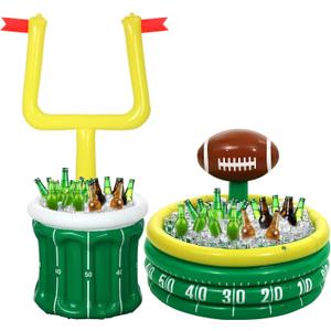 Bencailor 2 Pcs Inflatable Football Cooler for Parties Blow up Drink Rugby Cooler Party Decorations Football Party Supplies Inflatable Ice Bucket for Game Day Picnic Beer